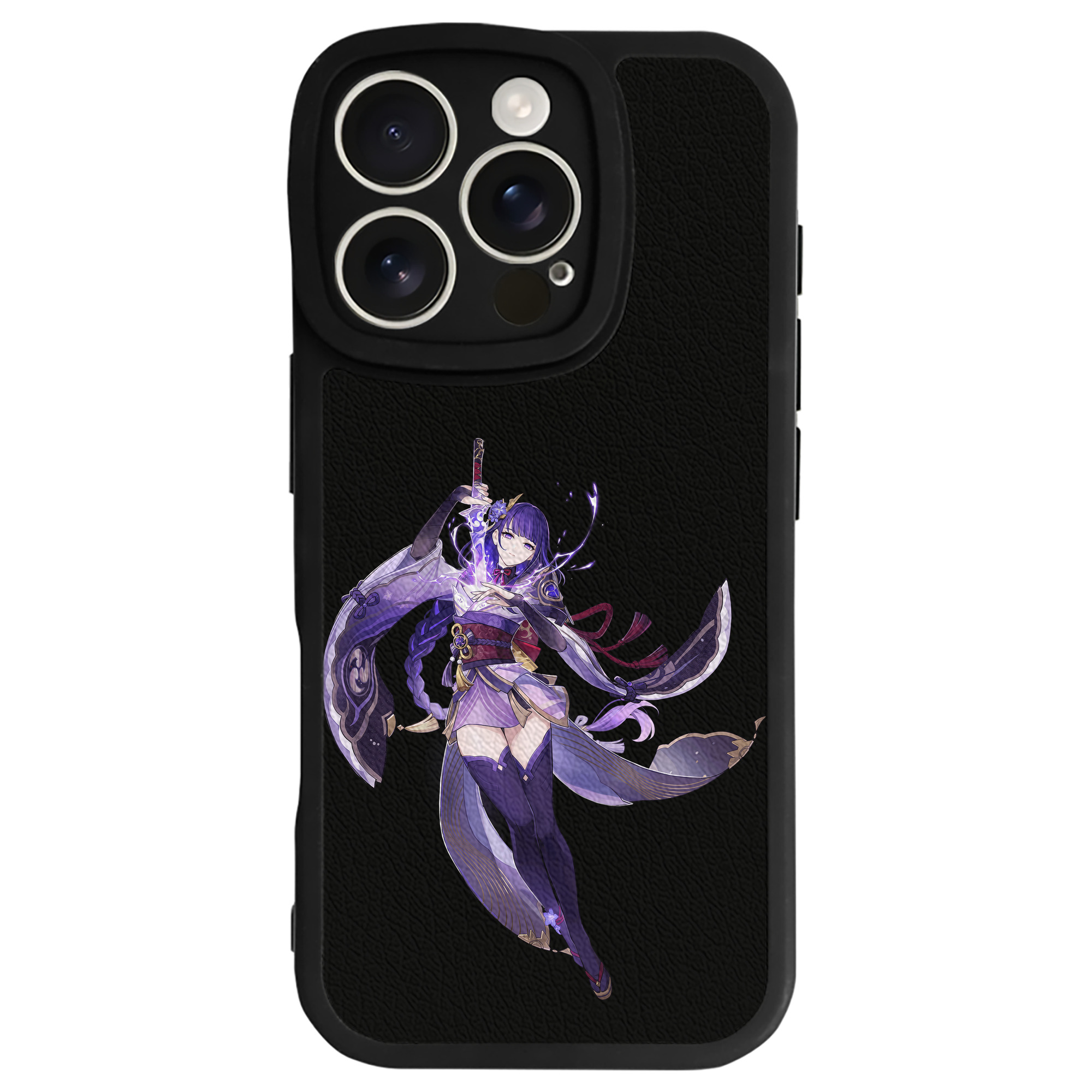 げんし神 雷電将軍 らいでんしょうぐん genshin Raiden Shogun 【iPhone 16シリーズ対応】シリコンスマホケース（レザー調） 材質：シリコン